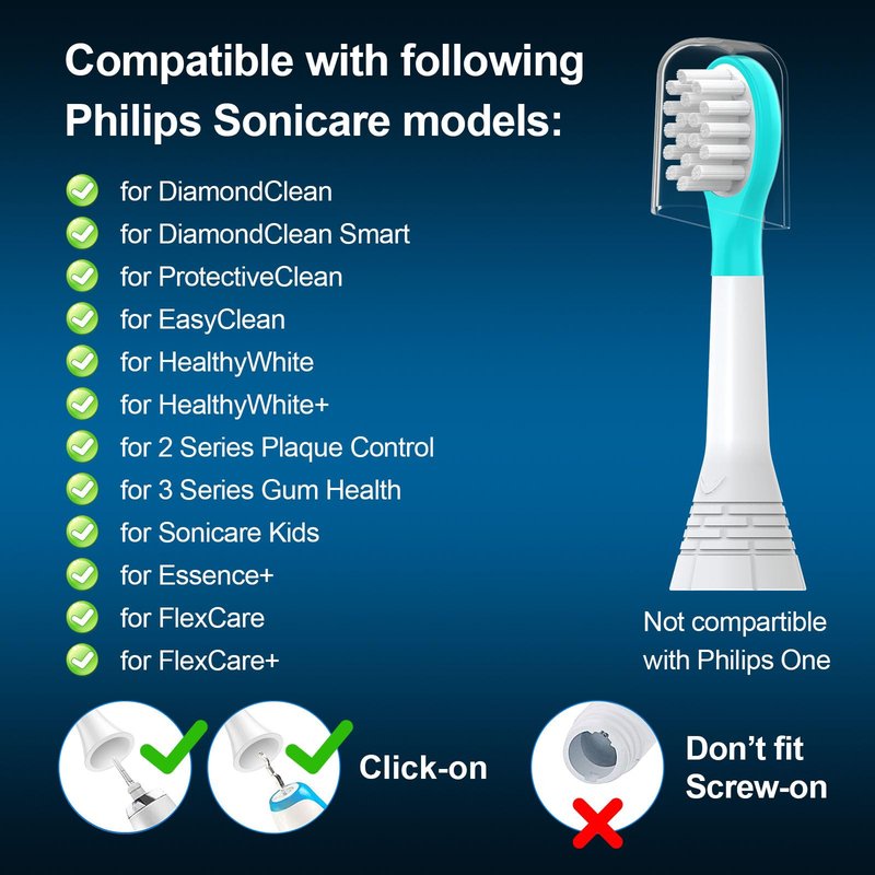 CILGEWH Kids Replacement Toothbrush Heads 10 Pack for Philips Sonicare Electric Toothbrush Soft Brush Head for Child 3-7 for Boy Girl,Blue