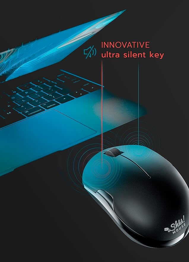 SHHHMOUSE – Wireless Silent Optical Mouse with USB Receiver and Batteries – Cordless, Portable, Quiet Click Mouse for PC, Laptop, Chromebook, Computer