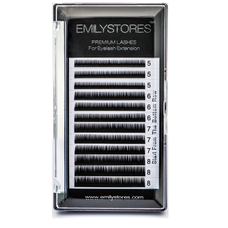 EMILYSTORES Bottom Lash Extension Eyebrow Eyelash Extensions Under Lower False Lashes Mixed J Curl 0.10mm Length 5mm 6mm 7mm 8mm In One Tray