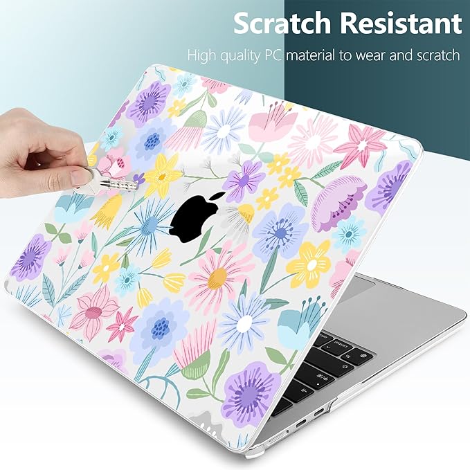 TWOLSKOO for MacBook Air 15 inch Case 2026 2025 2024 2023 Release M5 A3448 M4 A3241 M3 A3114 M2 A2941, Plastic Hard Shell & Screen Protector & Keyboard Cover & Type C Adapter, Flying Astronauts