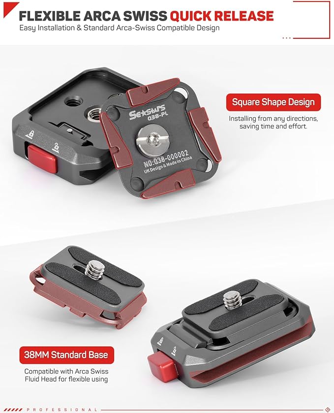 IFOOTAGE Q38 Quick Release Plate, Camera Quick Release Tripod Mount Adapter with 1/4" Screw, QR Adapter for Sony Canon DSLR, Tripods, Monopods, Sliders, Stablizers, Monitors