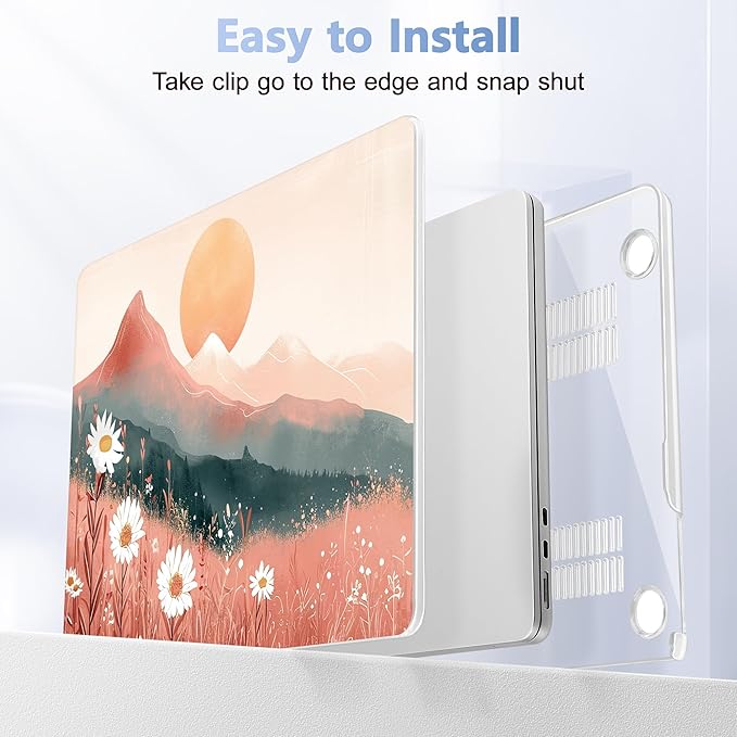 Lepeoac Case for 2026/2025/2024/2023 MacBook Air 15-inch Laptop Release M5 A3448 /M4 A3241 /M3 A3114 /M2 A2941, Stylish Protective Hard Shell Cover for MacBook Air 15.3 inch, Mountains