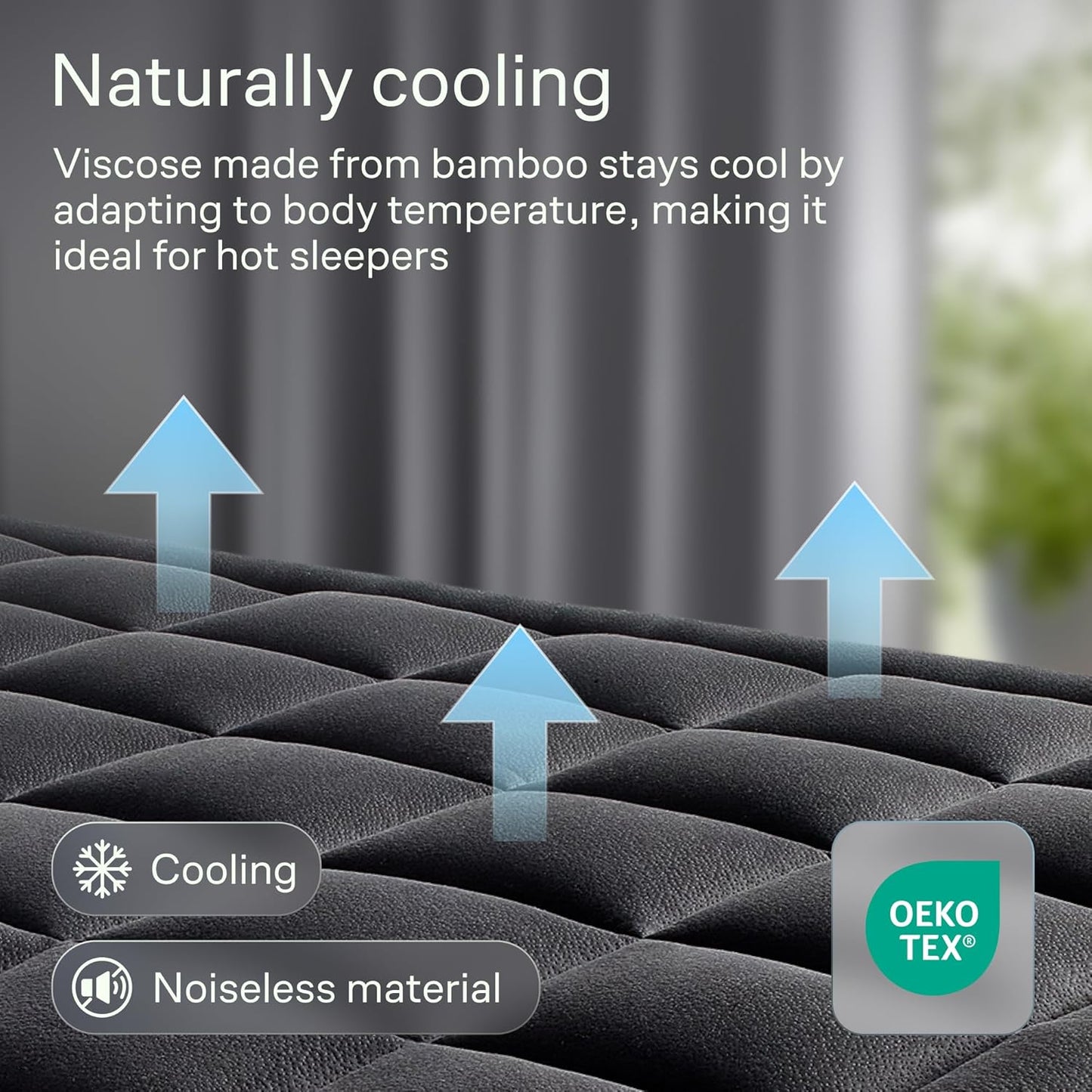 Niagara Ultra Soft Queen Size Mattress Topper - Bamboo Viscose Pillow Top for Back Pain Relief | Naturally Cooling, Black