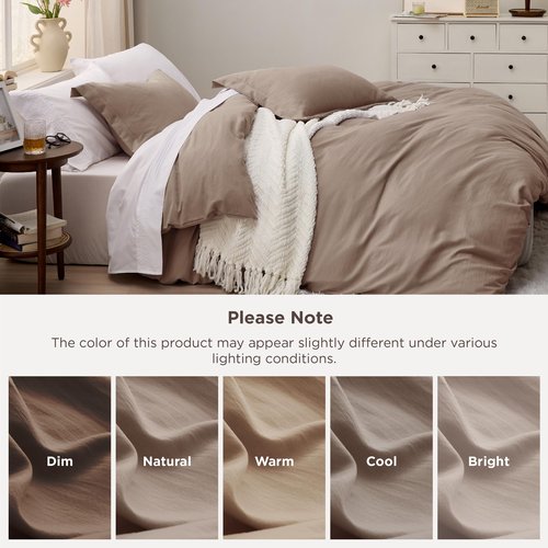 Bedsure Khaki Duvet Cover Twin/Twin XL Size - 2 Pieces Prewashed Cotton-Like Polyester Extra Soft Bedding Set, Includes 1 Twin Duvet Cover 68''x90'' with Zipper Closure & 1 Pillow Sham, No Comforter