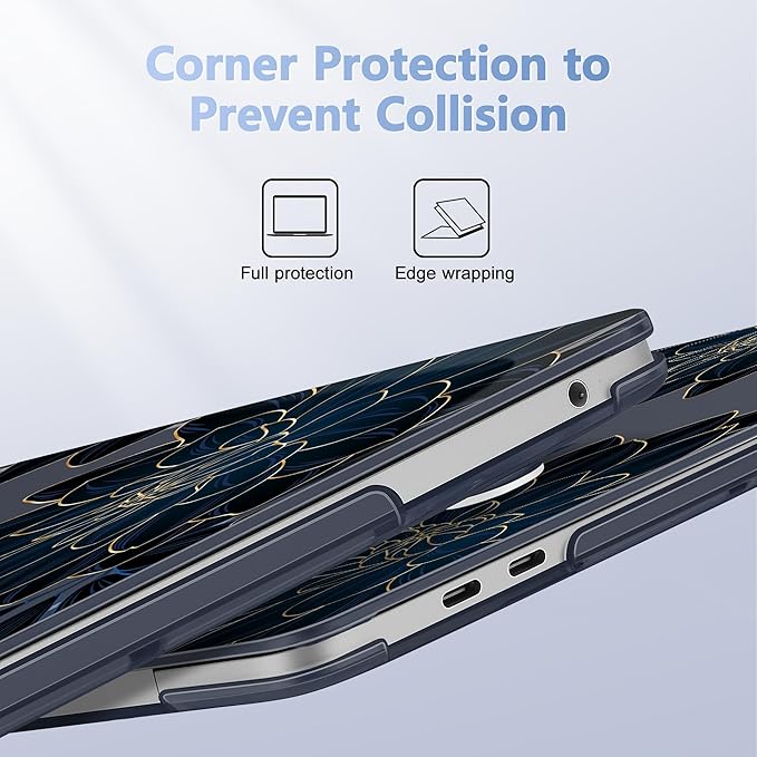 Lepeoac Case for MacBook Pro 13 inch Case M2 2022-2016 A2338 M1 A2251 A2289 A2159 A1989 A1708 A1706, Plastic Hard Shell + Keyboard Cover + Dust Plug, Flower Dahlia