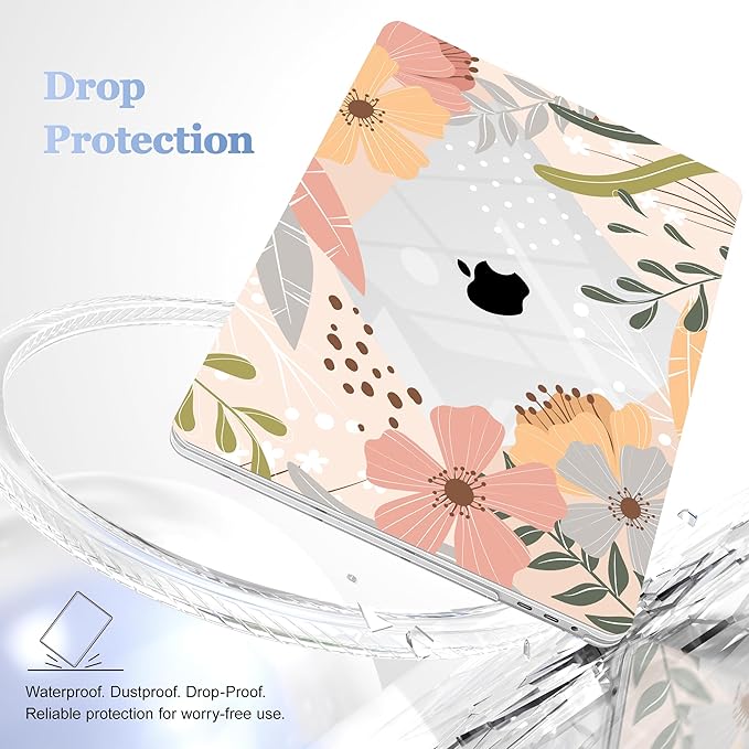Lepeoac for MacBook Pro 16 inch Case 2019 2020 Release Model A2141, Plastic Hard Shell Cover with Keyboard Cover & Screen Protector for MacBook Pro 16 inch with Touch Bar & Touch ID - Floral P227