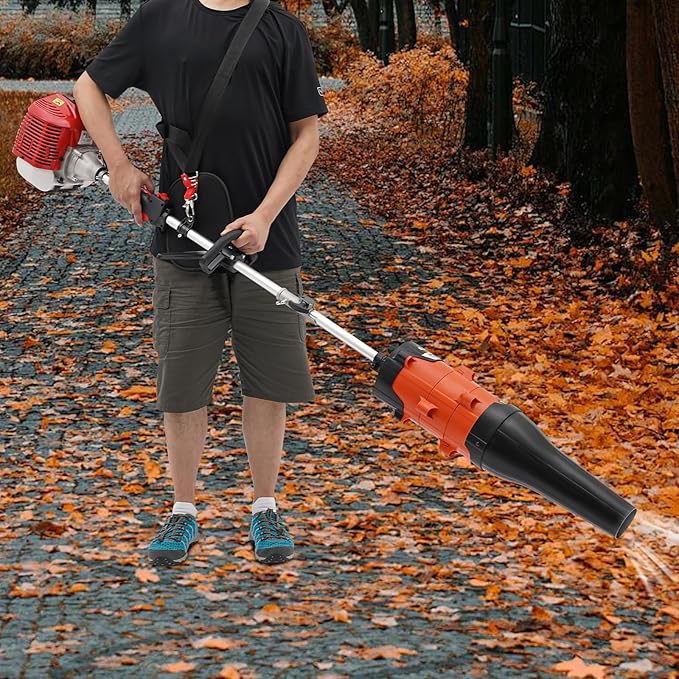 Outdoor Handheld Gas Power Broom with Blower, 52cc 2.3HP 2-Stroke Gasoline Power Lawns Sweeper Broom Sweeper Cleaning Driveway Tools High Performance Cleaner 1.8M 33.82oz Tank