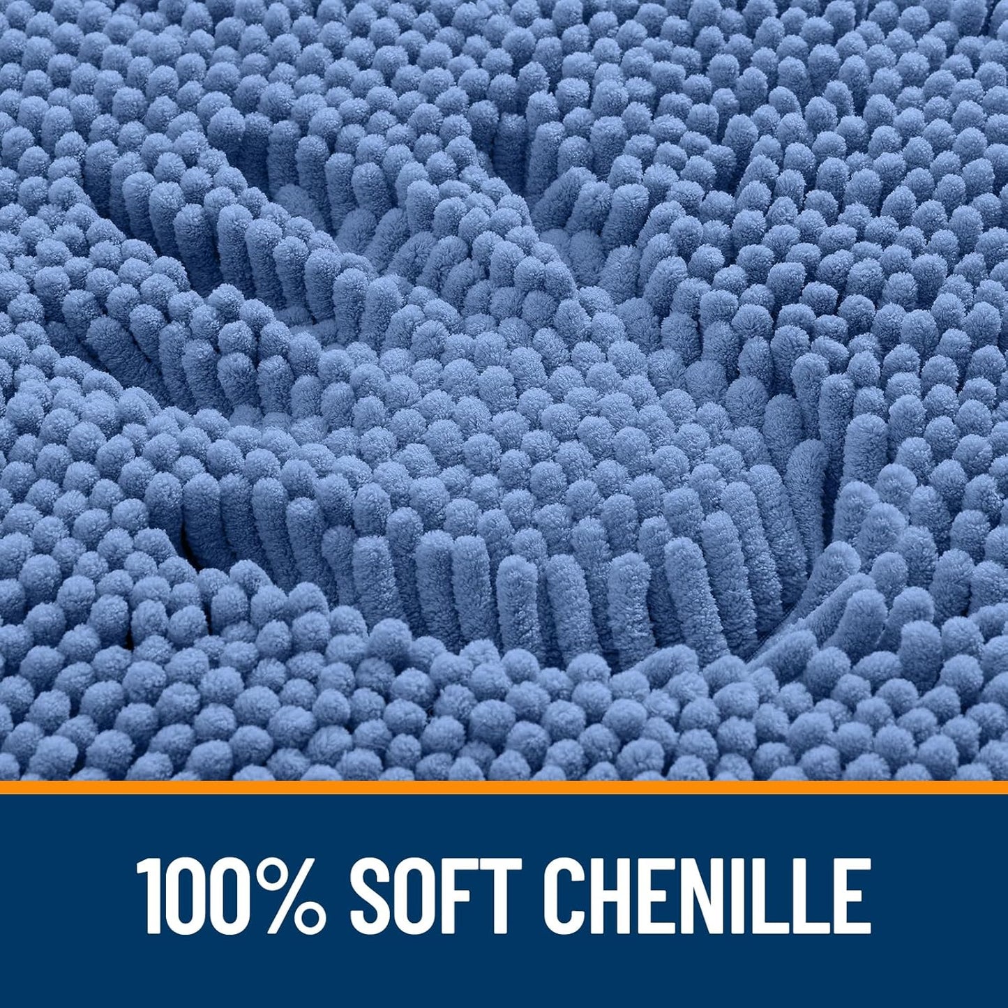 OLANLY Bathroom Runner Rugs - Soft Chenille Bath Mats with Rubber Backing | Quick Dry, Machine Washable, 44x24, Cornflower Blue