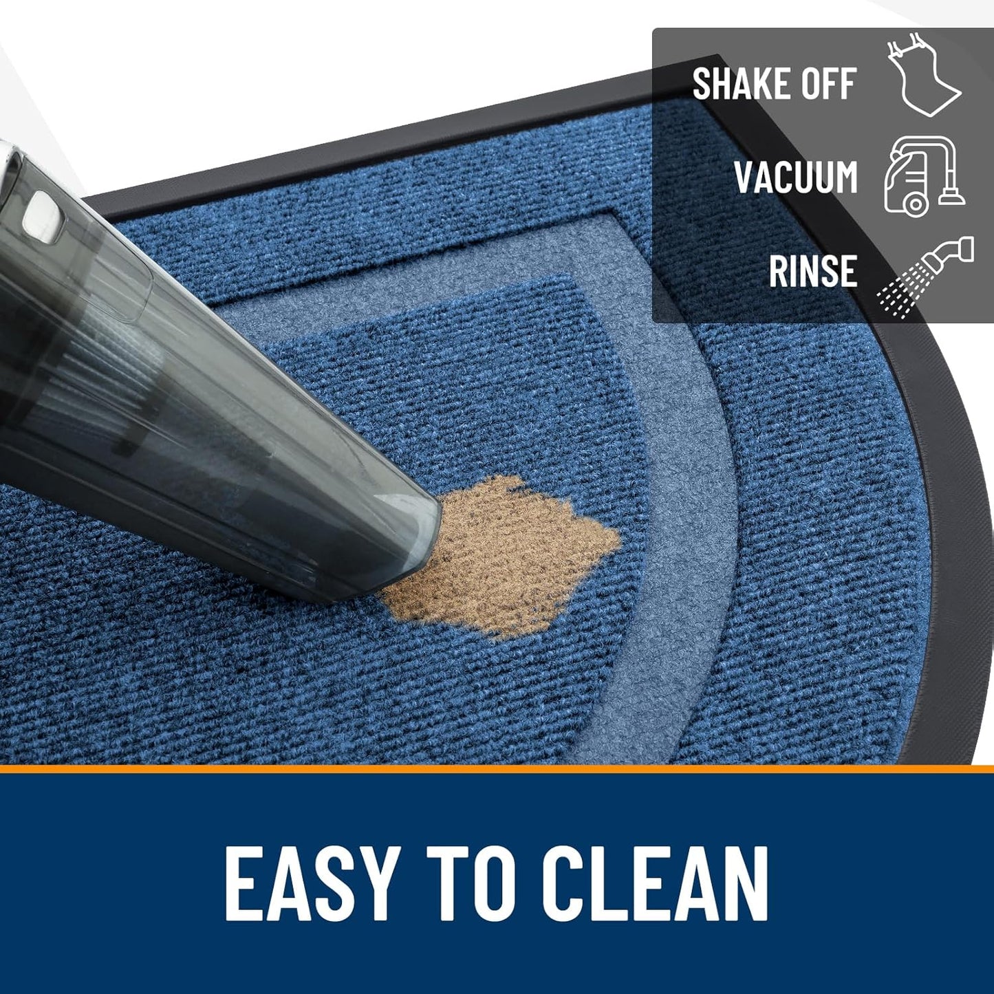 OLANLY Half Circle Door Mat - Waterproof All-Season Doormat for Indoor/Outdoor Use | 58x23, Light Blue