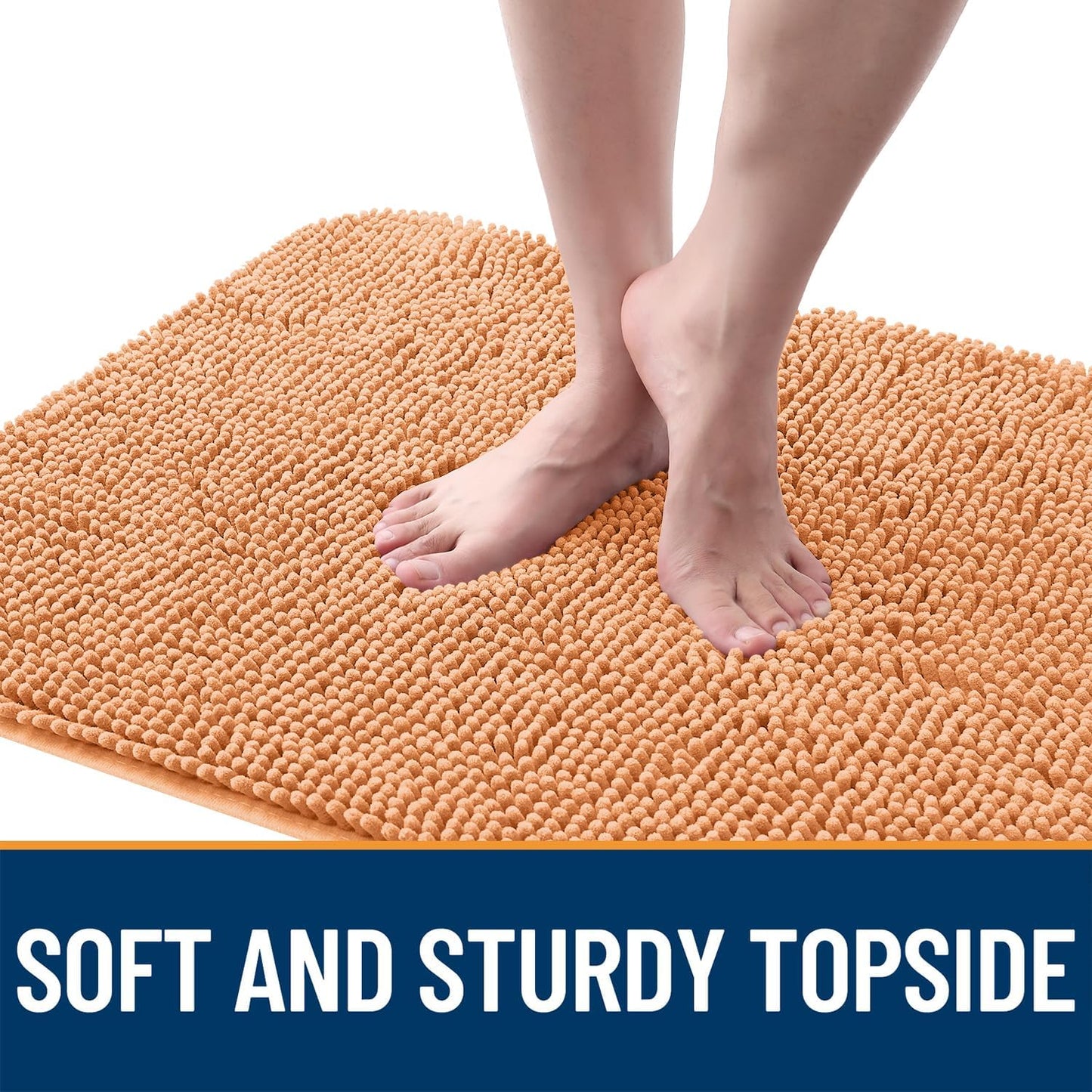 OLANLY Dog Door Mat - Absorbent Non-Slip Chenille Mat for Muddy Paws | 45x27 Inches, Quick Dry, Orange