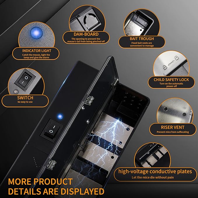 GSS Electric Mouse Trap, Smart Escape-Proof Design Mole Traps, Battery Powered with Alert