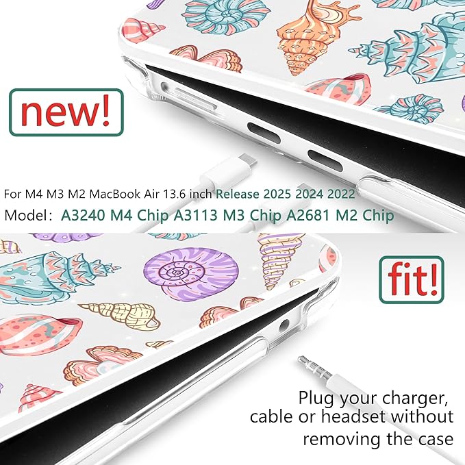 TWOLSKOO Compatible with MacBook Air 13 inch Case M5 2026 M4 2025 M3 M2 2024-2022 A3449 A3240 A3113 A2681, Plastic Hard Shell & Keyboard Cover for MacBook Air 13.6 inch Case, Colorful Shells
