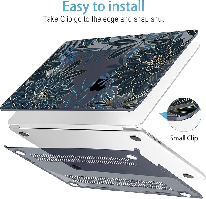 Mektron for 2026 MacBook Air 13-inch M5 Laptop Case A3449 with 13.6-inch Liquid Retina Display Fits 2025 A3240 M4 2024 A3113 M3 2023 A2681 M2 Printed Shell for MacBook Air 13.6", Dahlia Flower C035