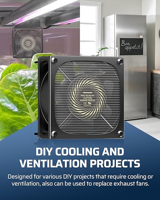 DEWENWILS Exhaust Fan 120V AC, Waterproof Ventilation Fan 30 Mesh Metal Filter, 120mm x 38mm, Dustproof DIY Cooling Fans for Reptile Pet Enclosures Cabinet, 2850RPM 90CFM UL Listed, 2 Pack