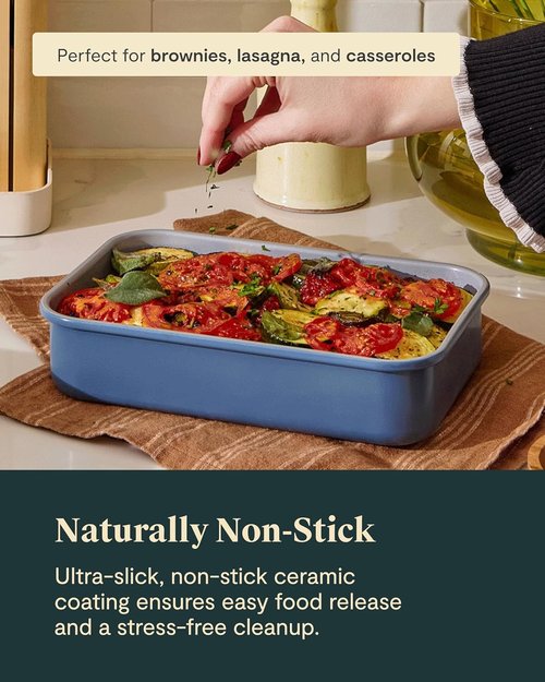 Caraway Nonstick Baking Pan - 9” x 6.5” Deep Ceramic Casserole Dish - Non-Toxic, PTFE & PFOA Free - White
