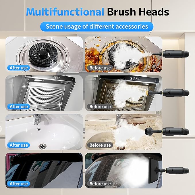 Pressurized Handheld Steam Cleaner 2500W, 54oz Large-Capacity Steamer with 3-Level Adjustable Steam, 15s Heat-Up & 15Pcs Accessories â for Car, Tile, Grout, Couch, Floor, Bed, Dirt, Furniture