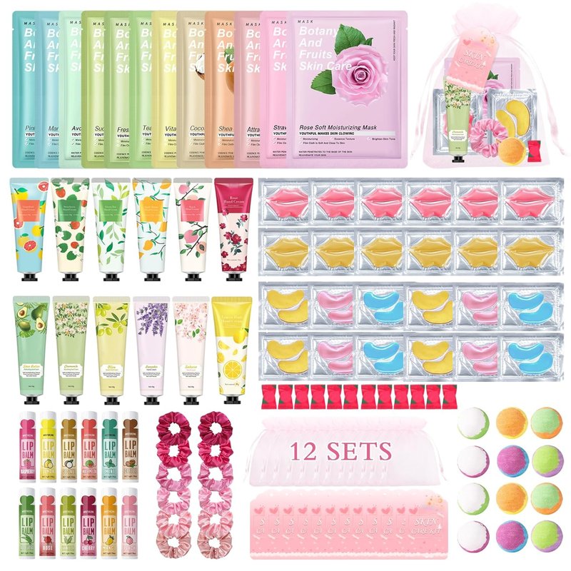 Spa Party Supplies for Girls - 120 PCS Skincare Favors with Face Masks, Hand Cream & Bath Bombs | Perfect for Sleepover Parties