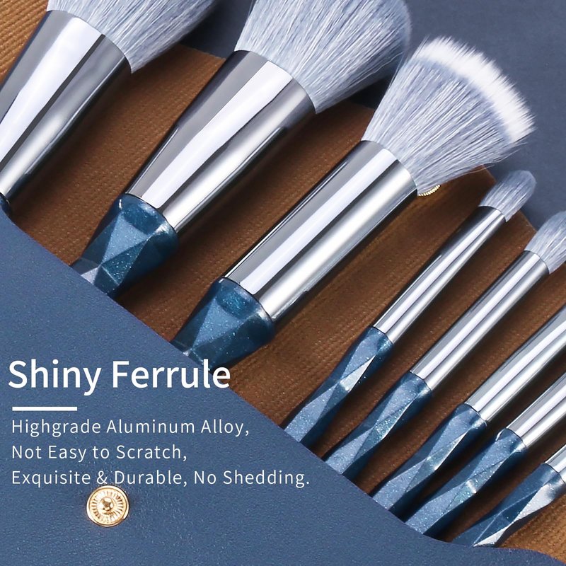 Rainbow Crystal Makeup Brushes Set Professional, Vegan Makeup Brush Set with Case by ENZO KEN, Bedazzled Cosmetic Brushes Makeup Set, Sparkly Make up Brushes Set Professional, Makeup Brush Set Vegan.