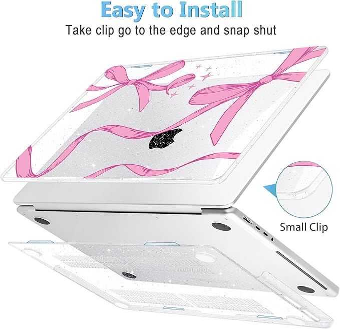 Mektron Case for 2026 M5 MacBook Pro 16 inch A3429 A3428 M4 A3403 A3186 M3 A2991 M2 A2780 M1 A2485 (2021-2025) Pro/Max with Liquid Retina XDR, Hard Shell Plastic Laptop Cover, Pink Bows C246
