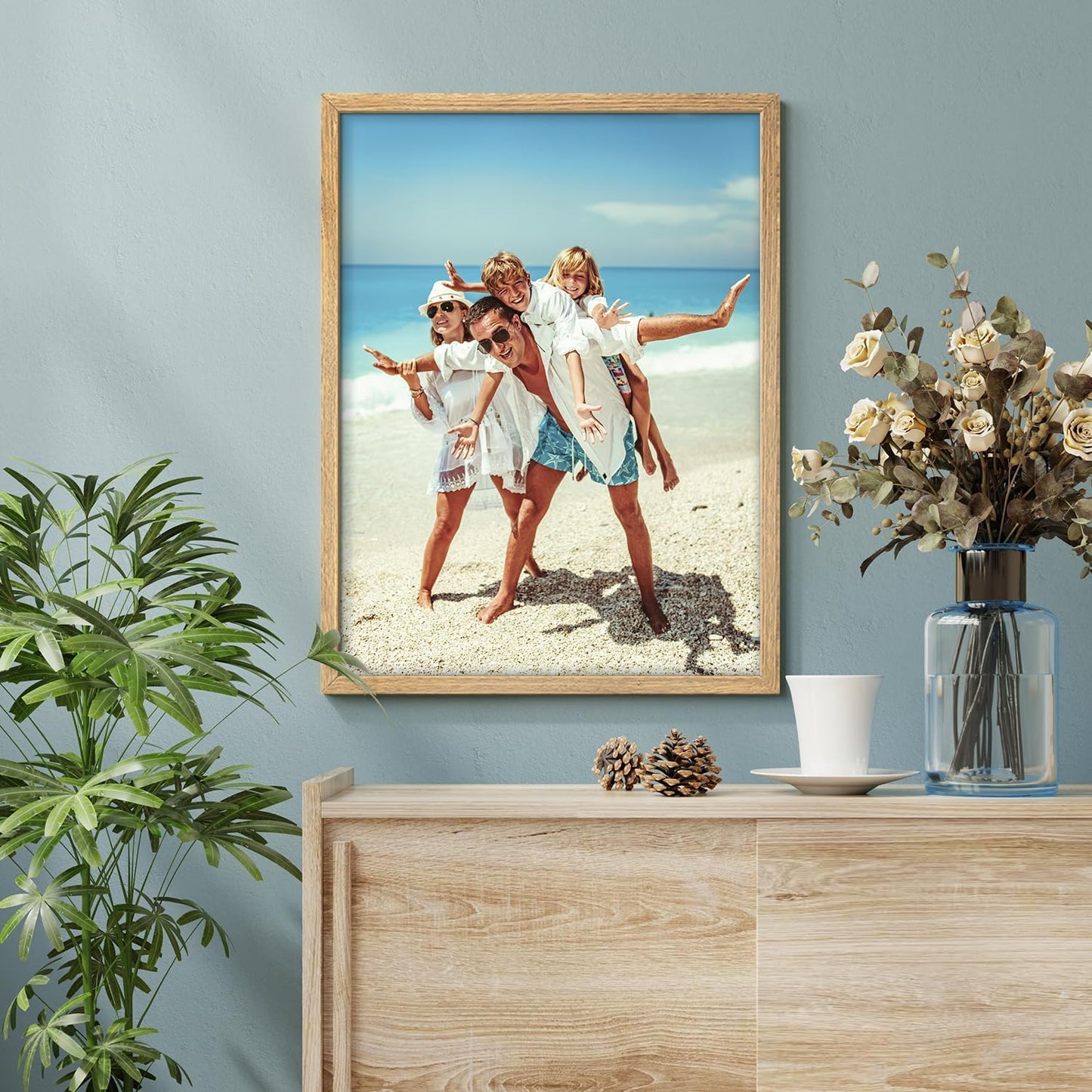 Wall26 Custom Framed Canvas Poster Art - Ready to Hang Home Decoration for Living Room & Bedroom - 12"x16" Natural