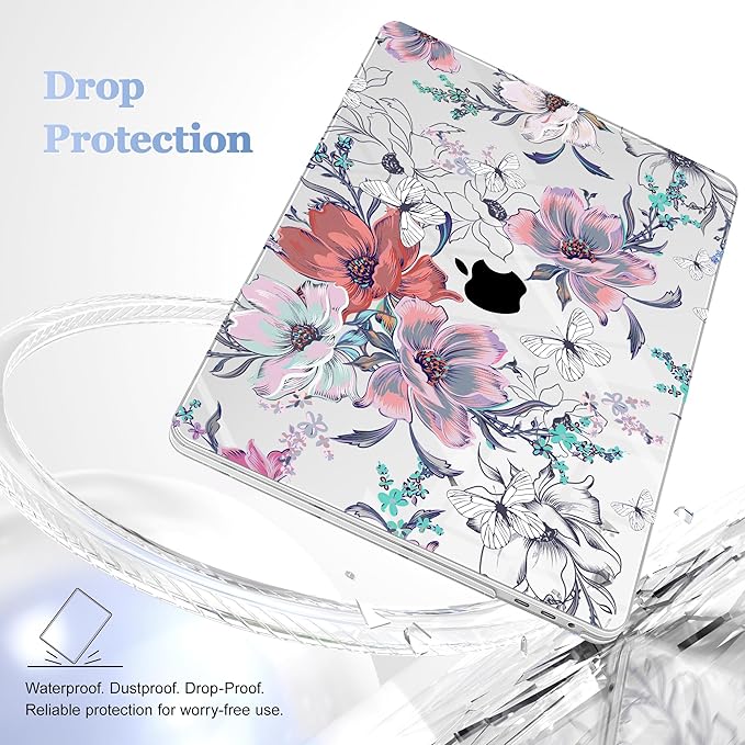 Lepeoac for MacBook Pro 16 inch Case 2019 2020 Release Model A2141, Plastic Hard Shell Cover with Keyboard Cover & Screen Protector for MacBook Pro 16 inch with Touch Bar & Touch ID, Floral C319