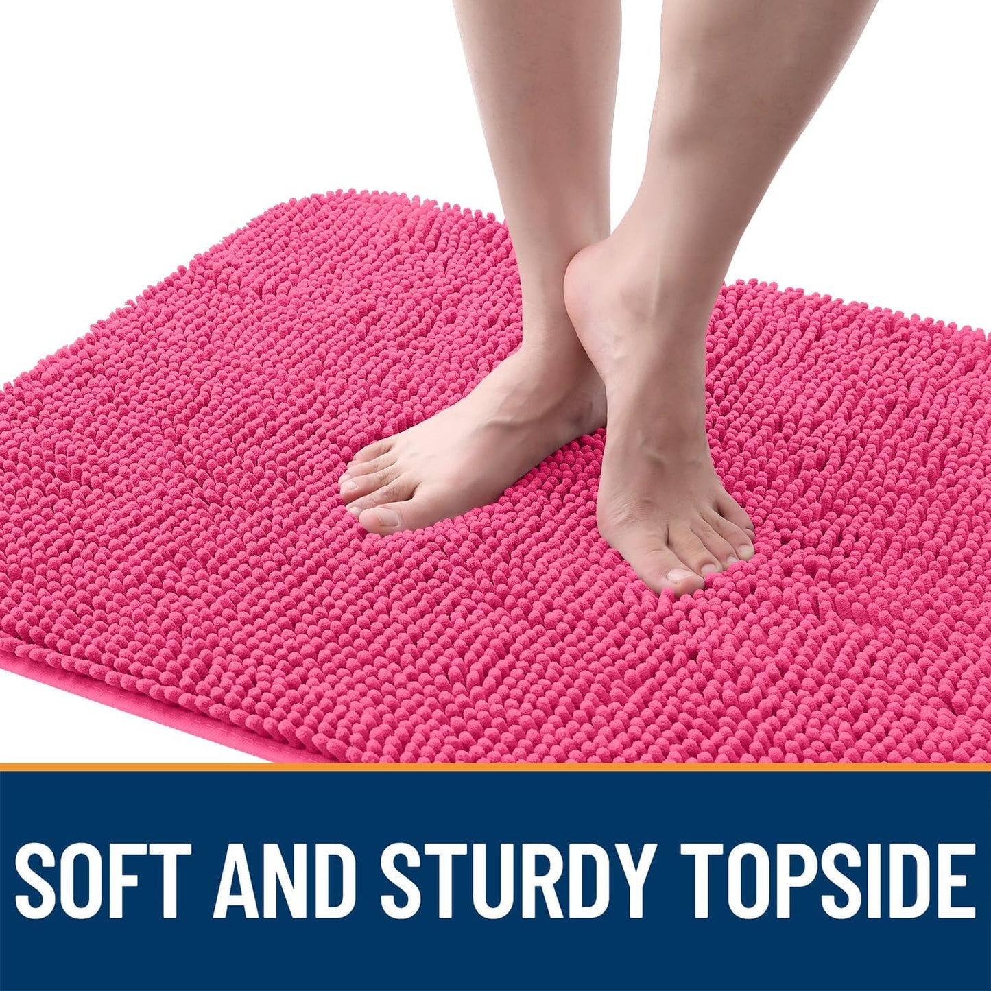 OLANLY Dog Door Mat - Absorbent Non-Slip Chenille Mat for Muddy Paws | 30x20, Quick Dry, Hot Pink