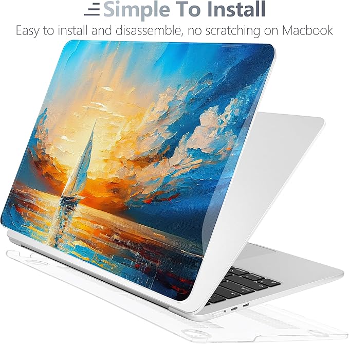 Batianda Premium Case for New MacBook Air 15 inch with M5 M4 M3 M2 Chip 2026 2025 2024 2023 Release, Designed Ultra-Slim Hardshell & Keyboard Cover & Screen Protector 4-in-1 Bundle, Sail