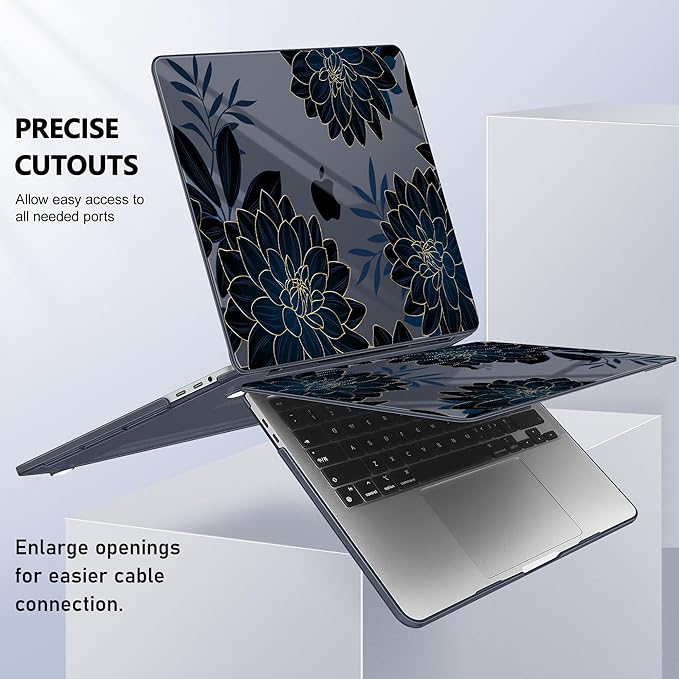 Lepeoac for MacBook Pro 16 inch Case 2019 2020 Release Model A2141, Plastic Hard Shell Cover with Keyboard Cover & Screen Protector for MacBook Pro 16 inch with Touch Bar & Touch ID, Flower Dahlia