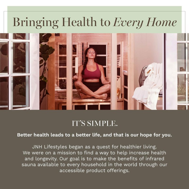 JNH Lifestyles Joyous 2-Person Low EMF FAR Infrared Sauna with Chromotherapy Light for Home Indoor Spa Use - 7 Carbon Fiber Heaters, Canadian Hemlock Wood