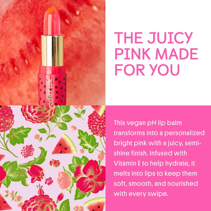Winky Lux Watermelon Jelly pH Lip Balm - Hydrating Lip Balm, Natural Pink Tint with pH Color Changing, Moisturize & Soften Lips While Leaving Sheer Pink Tint, With Watermelon Candy Scent