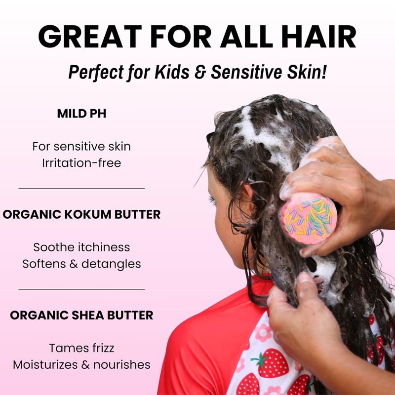Otter co. Kids Gentle Birthday Cake Shampoo Bar – Tear Free Toddler Shampoo – Sulfate Free & Non Toxic – Made with Organic Ingredients, Vegan, Cruelty Free, Natural & Hydrating for All Hair, USA Made