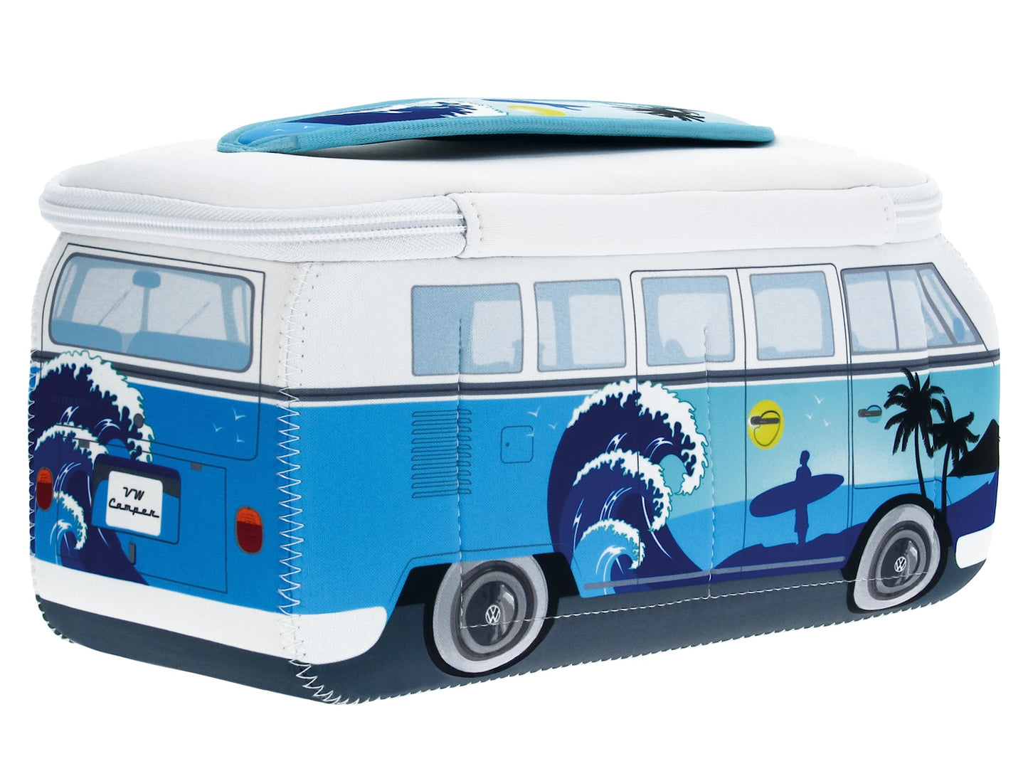 Brisa VW Collection - Volkswagen Neoprene Universal Makeup Cosmetic Travel Pharmacy Bag Pouch T1 Campervan Bus (Surf/Blue/Large)