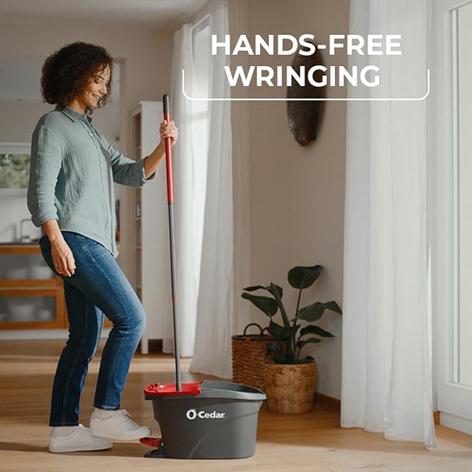 O-Cedar Sweep & Spin Mop Duo | EasyWring Mop + Strong Sweep Broom & Brush