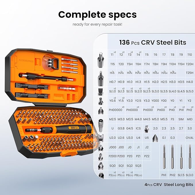 JOREST 152 in 1 Precision Screwdriver Set, Tool Gifts for Men, Magnetic Repair Tool Kit for Electronics, Macbook, Laptop, PC, RC, PS5, iphone,Jewelers, XBOX, Glasses