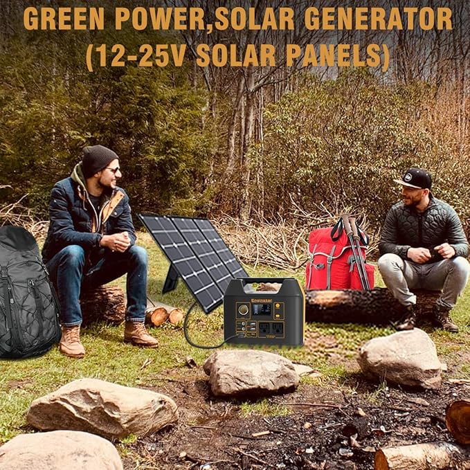 EnginStar Portable Power Station,300W Solar Generator, 110V 296Wh Power Bank Two Pure Sine Wave AC Outlet 80000mAh Lithium Battery Pack for Camping Outdoors Trip RV Hunting Vans Emergency Backup