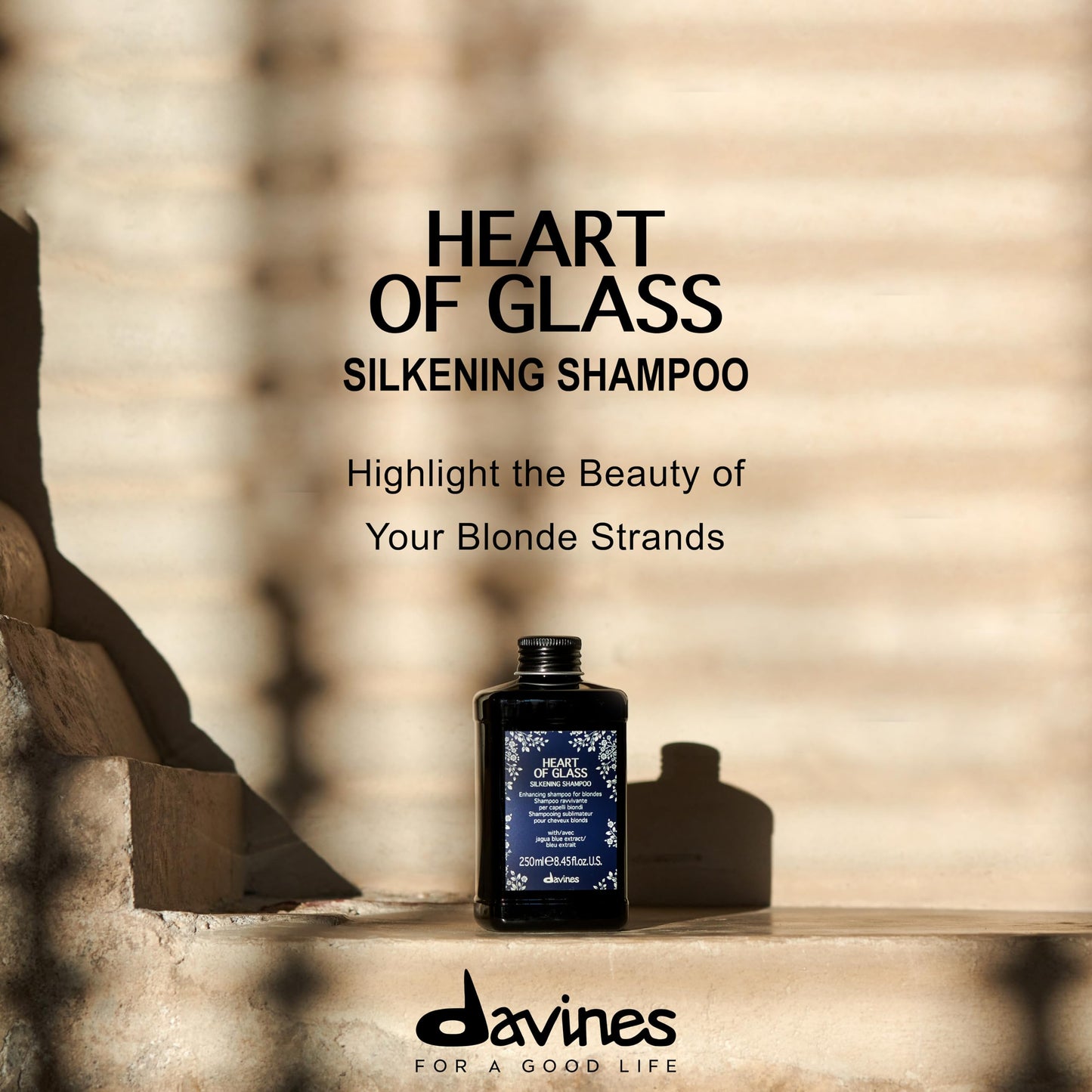 Davines Heart of Glass Silkening Shampoo for Blonde Care, 3.04 fl. oz. (Pack of 1)