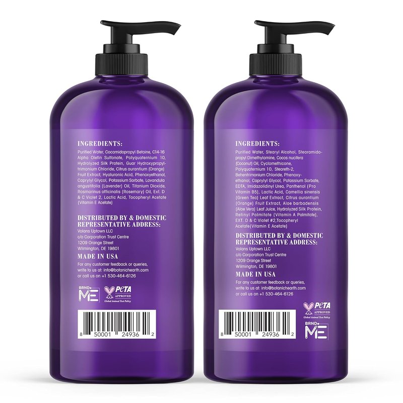 Botanic Hearth Purple Shampoo & Conditioner Set - Enhances Blonde, Silver & Gray Hair | Sulfate & Paraben Free, 16 Fl Oz Each