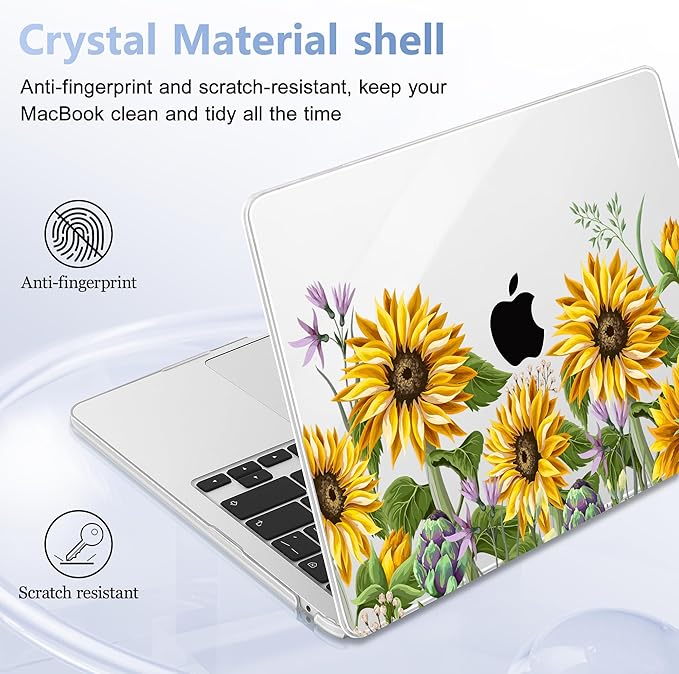 Lepeoac Case for 2026/2025/2024/2023 MacBook Air 15-inch Laptop Release M5 A3448 /M4 A3241 /M3 A3114 /M2 A2941, Stylish Protective Hard Shell Cover for MacBook Air 15.3 inch, Sunflowers