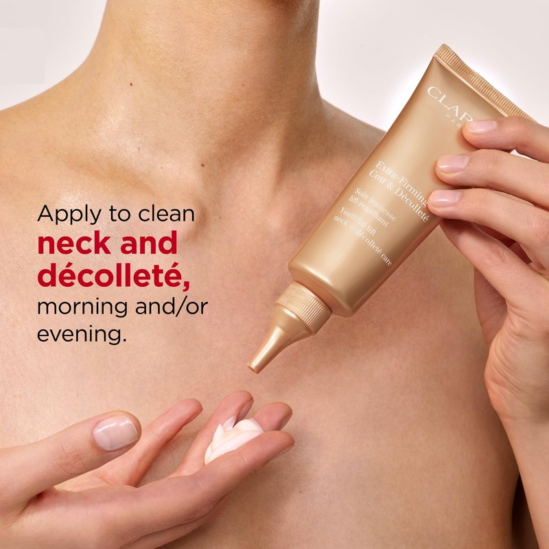 Clarins Extra-Firming Neck and Décolleté Cream | Award-Winning | Anti-Aging Moisturizer | Visibly Firms, Smoothes and Lifts | Minimizes Appearance Of Wrinkles | Targets Dark Spots | 2.5 Ounces