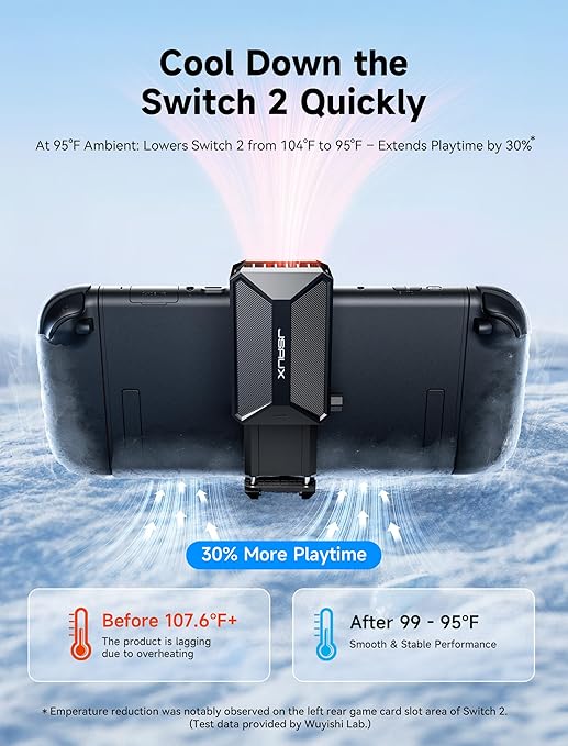JSAUX Cooling Fan for Switch 2 (2025), Cool Down Accessories for Switch 2 (Stepless Adjustable Fan Speed), Cools to Enhance Performance & Extend Console Battery Life - Black (GP0201A)