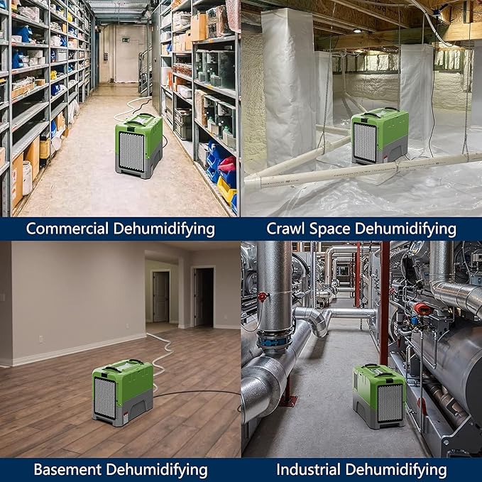 ALORAIR Smart WiFi LGR Commercial Dehumidifier 180 PPD (Saturation) with Hose, Industrial Dehumidifier with Pump, 6 Years Limited Warranty, cETL Listed, 85 PPD at AHAM, Flood Repair, Green
