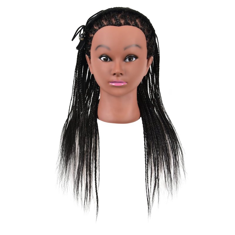 LOHXINHAIR 30 Inch 100% Real Human Hair Mannequin Head Manikin Manican Training Doll Head with Stand for Hairdresser Practice Braiding Styling Bleaching Dyeing Curling Cutting Dark Black