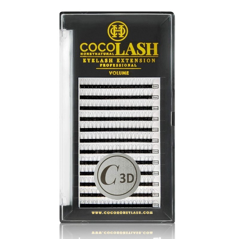 Coco Honey Eyelash Extensions - 3D Volume C Curl Faux Mink Lashes | 0.07mm Thickness, 9mm Length