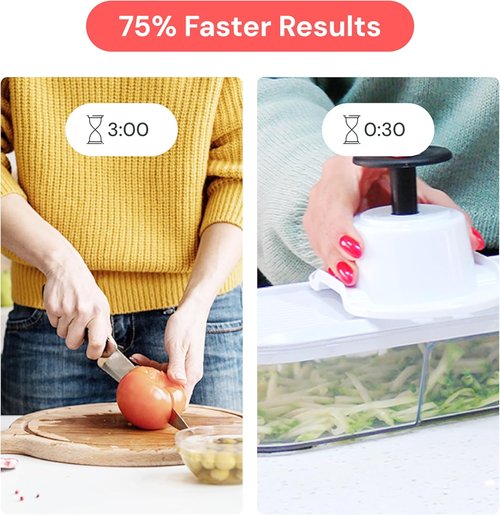 Fullstar Mandoline Slicer - 6-in-1 Vegetable Chopper & Cutter with Container | White/Black Kitchen Essential