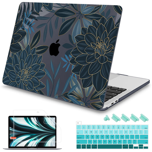 Mektron Designed Case for MacBook Pro 16 Inch A2141 Cover 2019 Release 16" with Liquid Retina Display/Touch ID, Plastic Hard Shell with Keyboard Skin & Screen Protector, Dahlia Flower C035