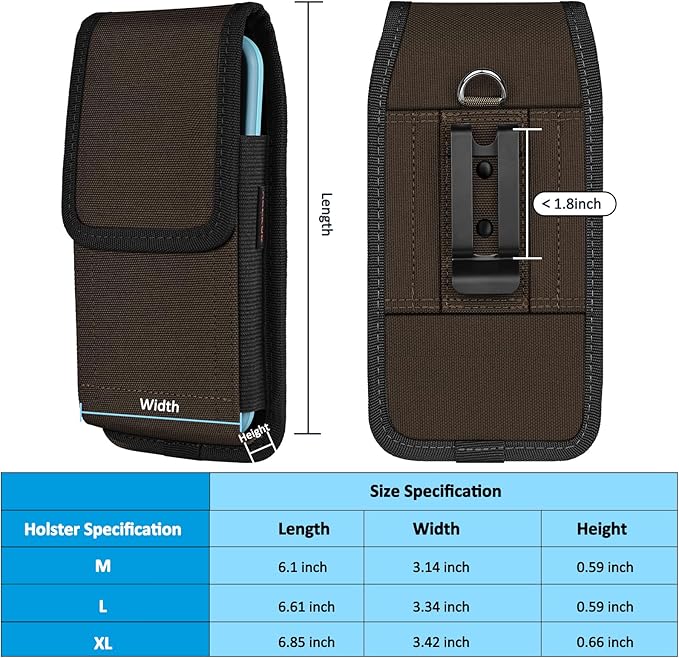 ACCKUO Phone Holster for Belt with Metal Clip and Magnetic Closure Compatible with iPhone 17 Pro Max, Galaxy S26/S25/S24/S23/S22/S21/S20 Ultra A17 A16 A26 A36 for Everyday Protection, XL-Coffee