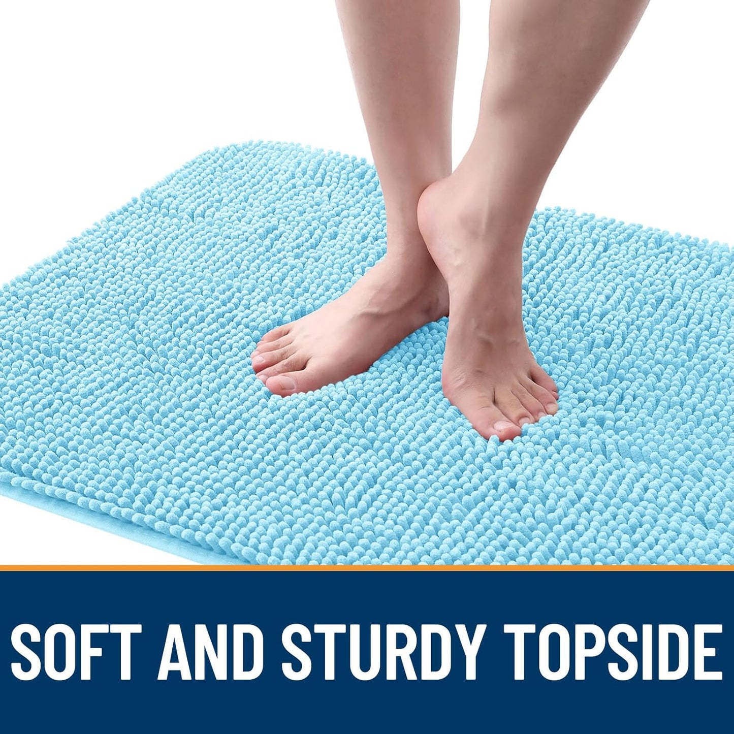 OLANLY Dog Door Mat - Absorbent Non-Slip Mud Mat for Indoor Use | 44x24 Inches, Quick Dry Chenille, Blue