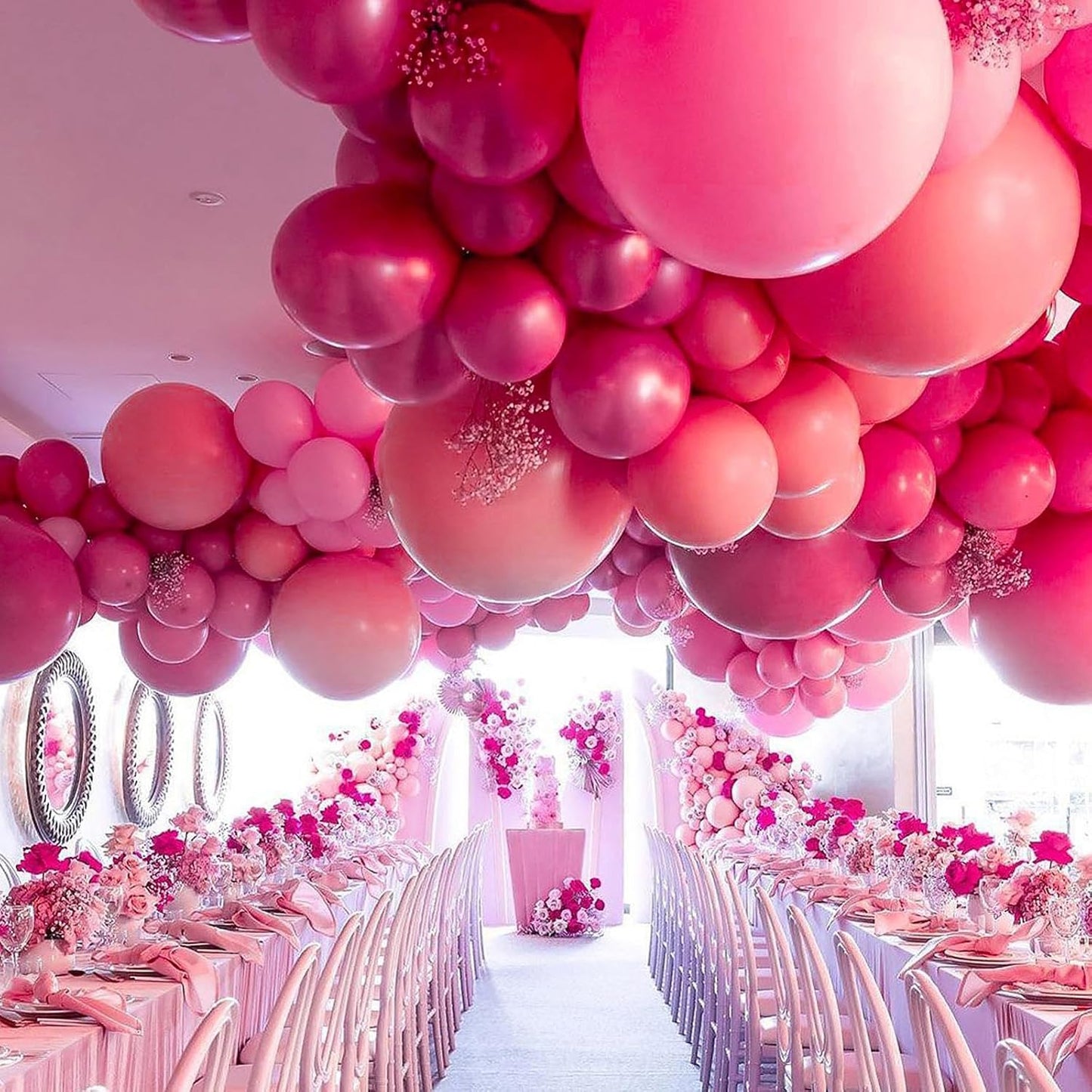 PartyWoo Hot Pink Balloons - 100 Pcs Balloon Arch Kit | Various Sizes for Valentine's Day & Birthday Decor