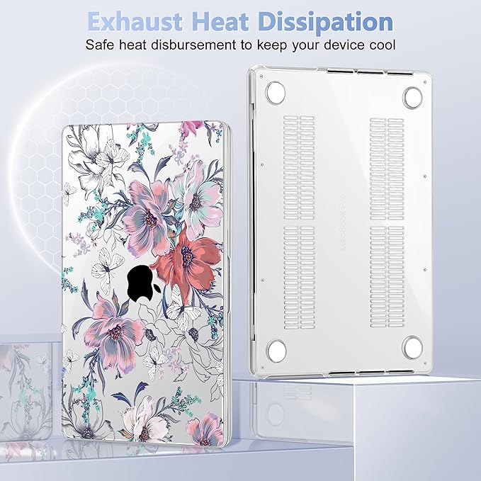 Lepeoac for MacBook Pro 16 inch Case M1 M2 M3 M4 M5 Pro/Max with Liquid Retina XDR, Release 2021-2025 2026 A3429 A3428, Hard Shell Case with Screen Protector & Keyboard Cover, Floral C319