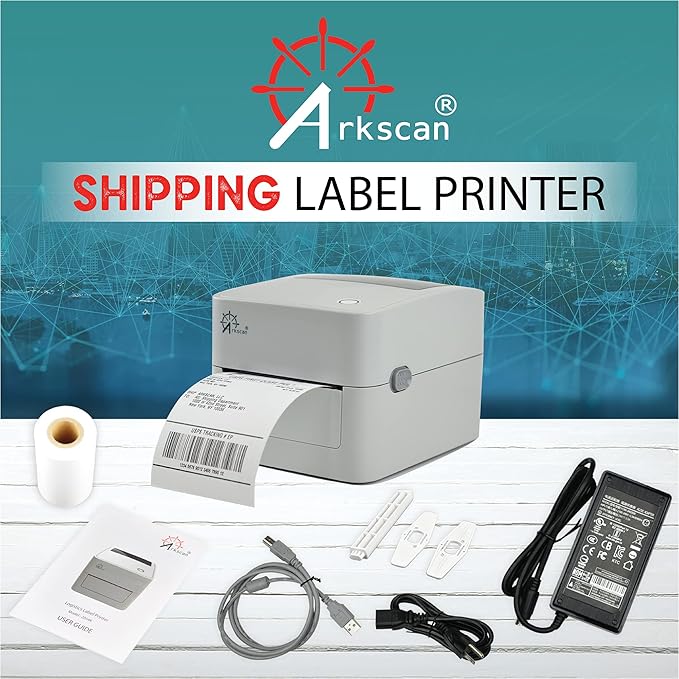 Arkscan 2054K-USB Upgraded 2054A Shipping Label Printer for Windows Mac Chromebook, Support Amazon Paypal Etsy Shopify ShipStation UPS USPS FedEx, fit Roll & Fanfold 4x6 Direct Thermal